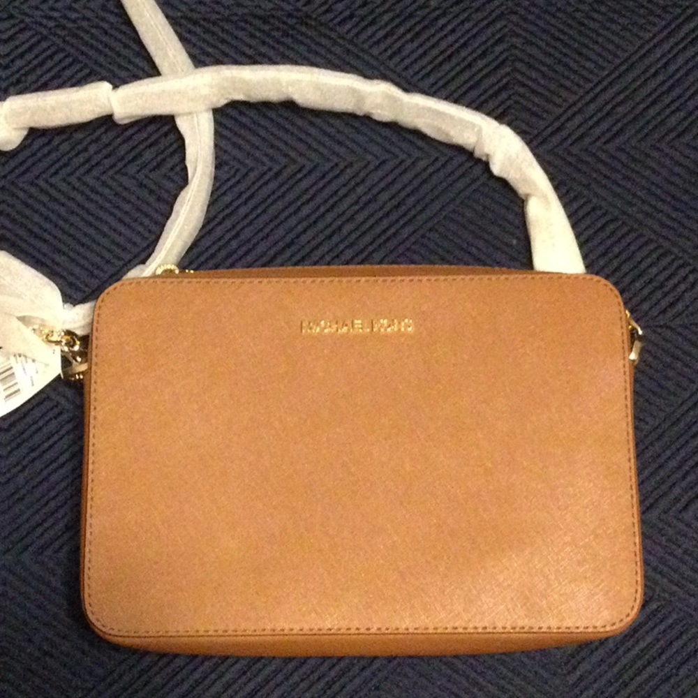 Michael Kors brown saffiano leather crossbody bag for women
